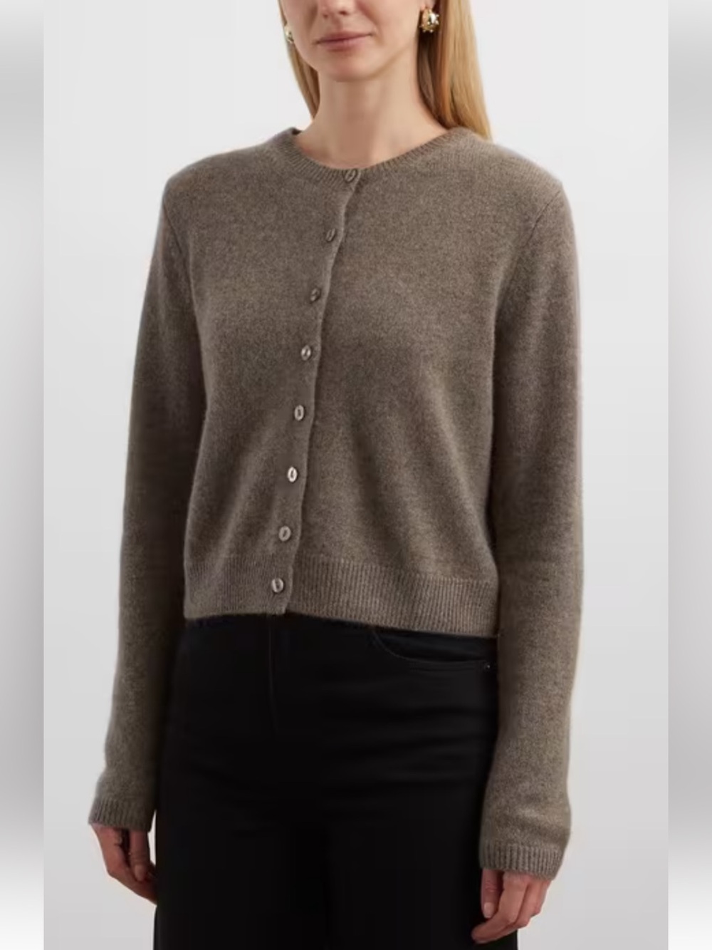 Reformation Clara Cocoa Cashmere Button-Front Cardigan
